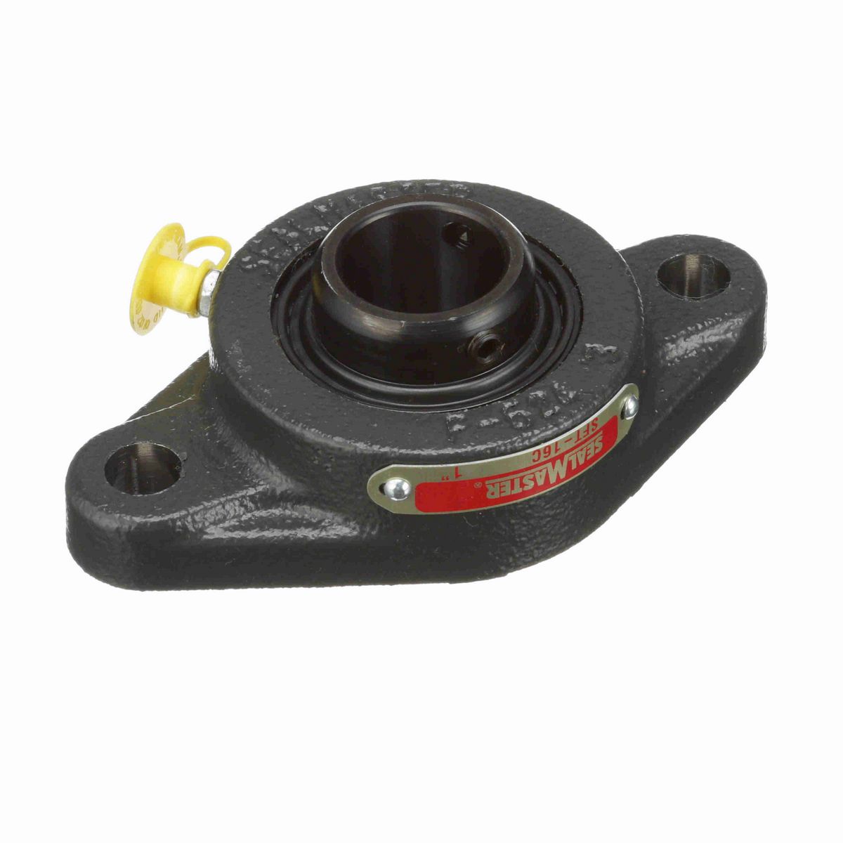 Sealmaster Mounted Cast Iron Two Bolt Flange Ball Bearing - 52100 Bearing Steel, Black Oxided - Setscrew Lock - SFT-14C