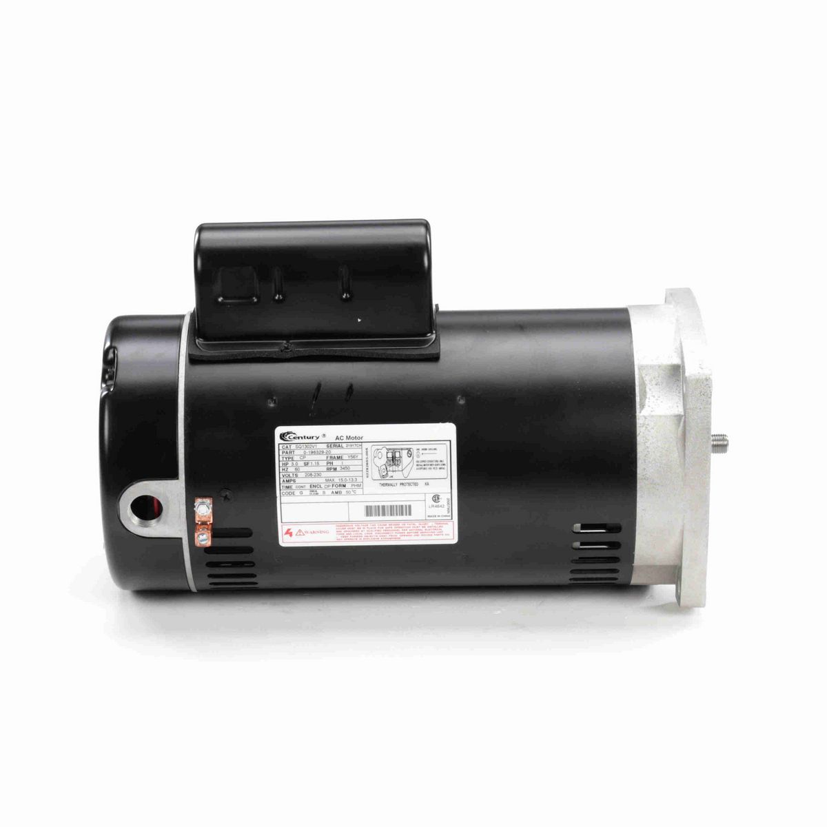 Century Pool Pump Motor, 3.0 HP, 1 Ph, 60 Hz, 208-230 V, 3600 RPM, Y56Y Frame, ODP - SQ1302V1