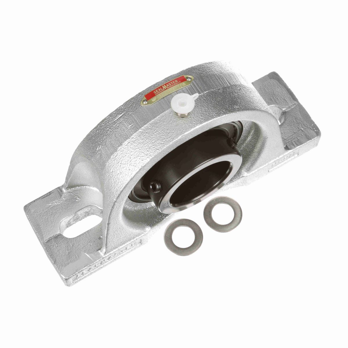 Sealmaster Mounted Flouropolymer Coated Cast Iron Two Bolt Pillow Block Ball Bearing - 52100 Bearing Steel, Black Oxided - Setscrew Lock - Corrosion Resistant - MP-39C CR