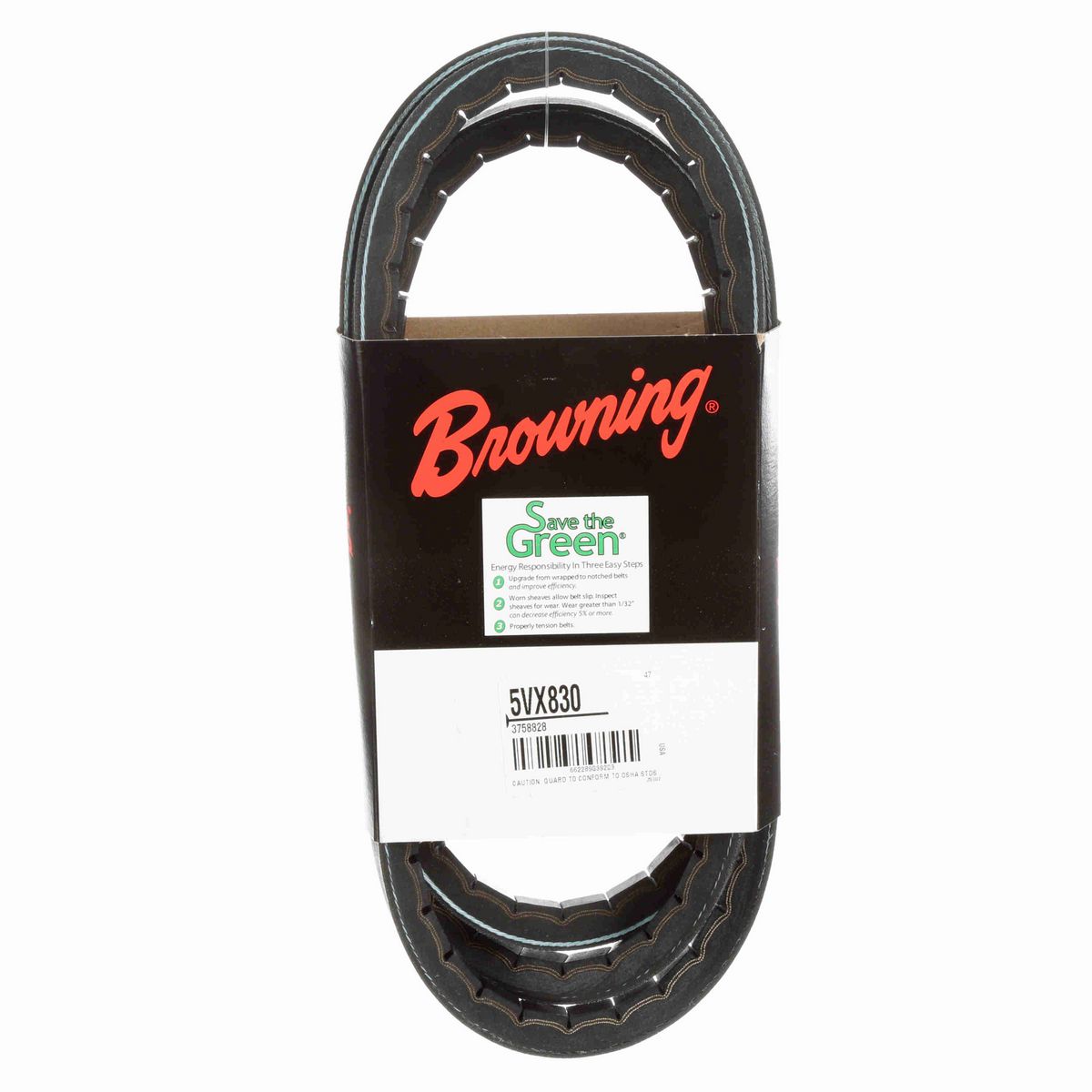 Browning EPDM Notched Belt 98% Efficient - 5VX830