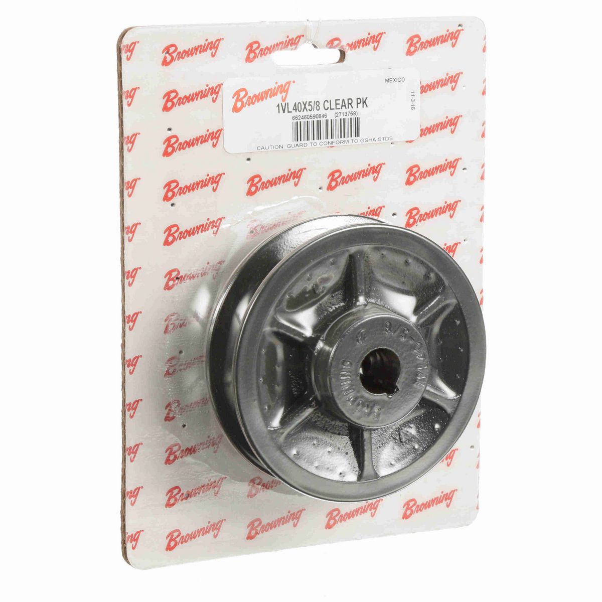 Browning 1 Groove Cast Iron Finish Bore FHP Variable Pitch Sheave Clear Pack - 1VL40X5/8 CLEAR PK