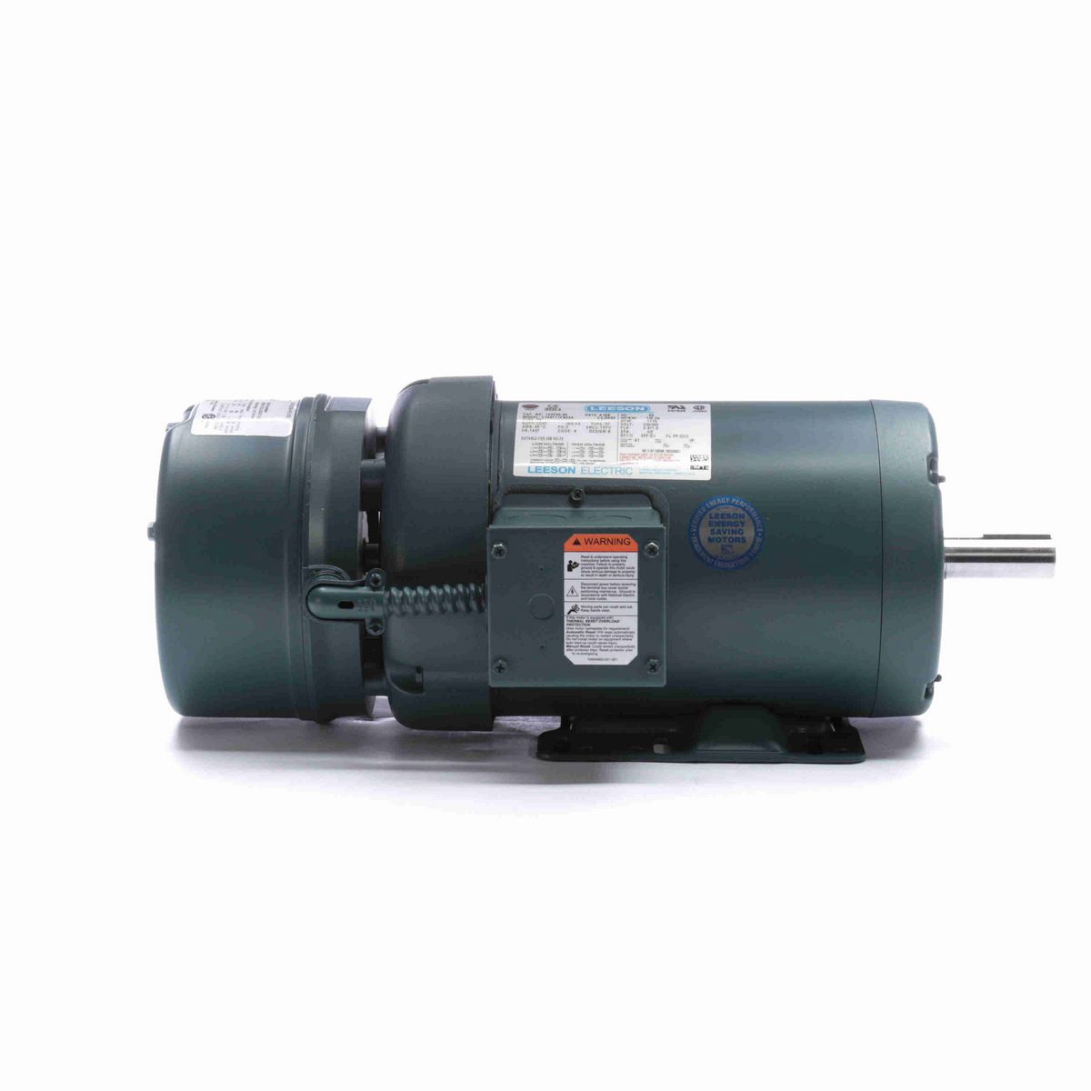 LEESON Brake Motor, 1 HP, 3 Ph, 60 Hz, 230/460 V, 1200 RPM, 145T Frame, TEFC - 122245.00