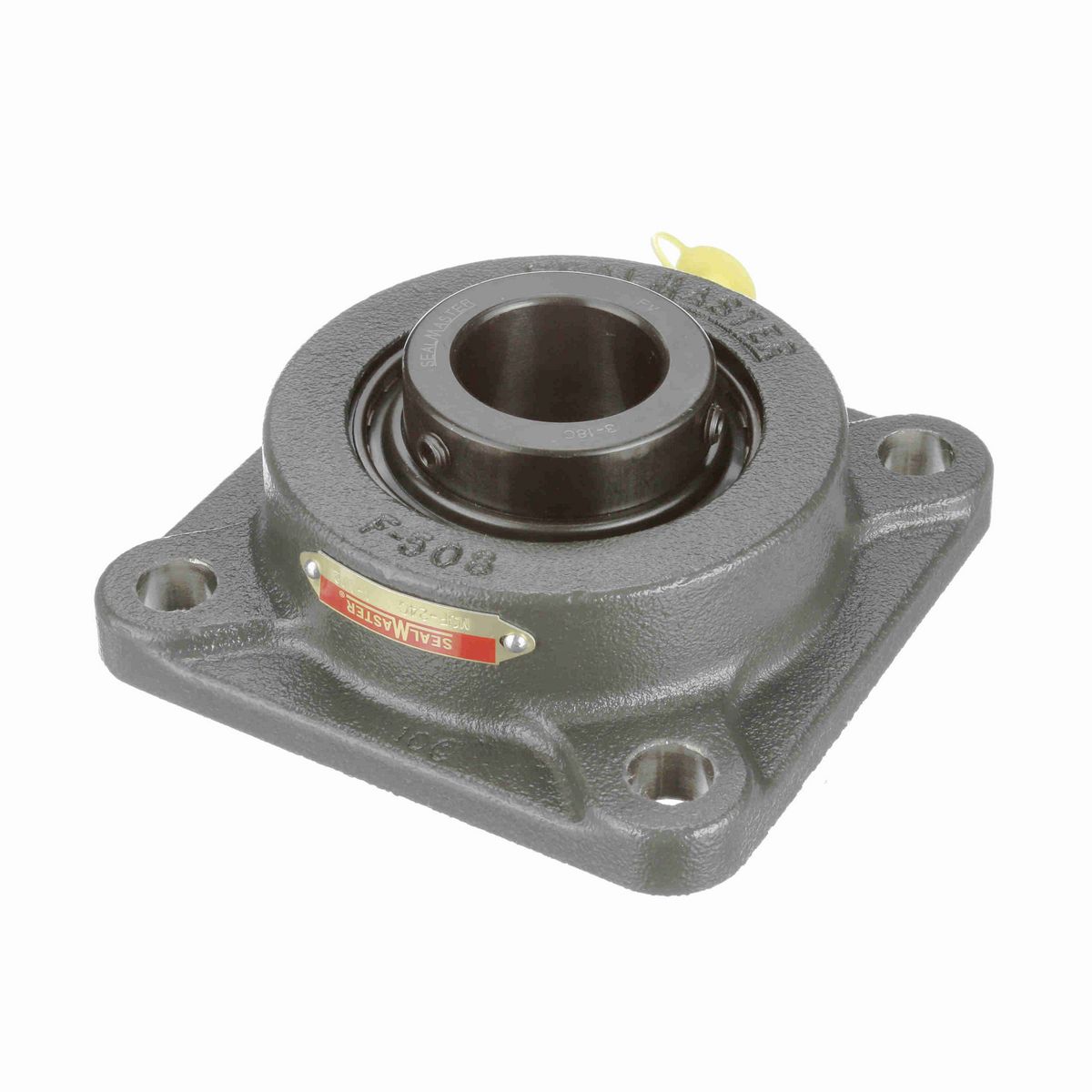Sealmaster Mounted Cast Iron Four Bolt Flange Ball Bearing - 52100 Bearing Steel, Black Oxided - Setscrew Lock - MSF-24C