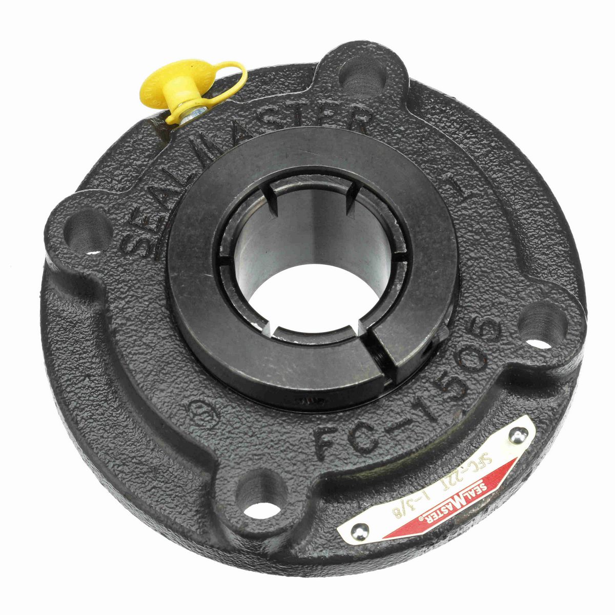 Sealmaster Mounted Cast Iron Flange Cartridge Ball Bearing - 52100 Bearing Steel, Black Oxided - Concentric Lock - SFC-22T