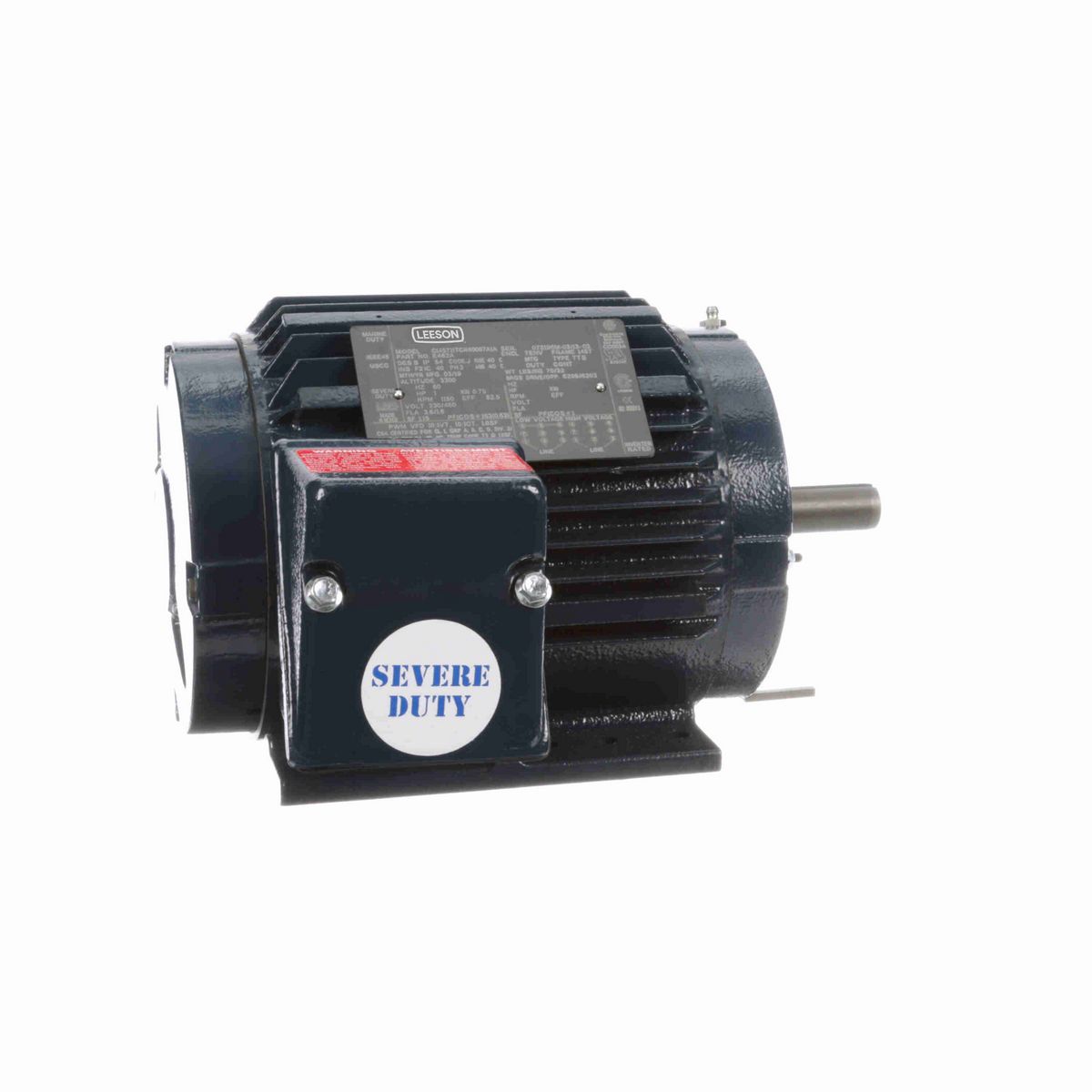 LEESON Severe Duty Motor, 1 HP, 3 Ph, 60 Hz, 230/460 V, 1200 RPM, 145T Frame, TENV - E462A