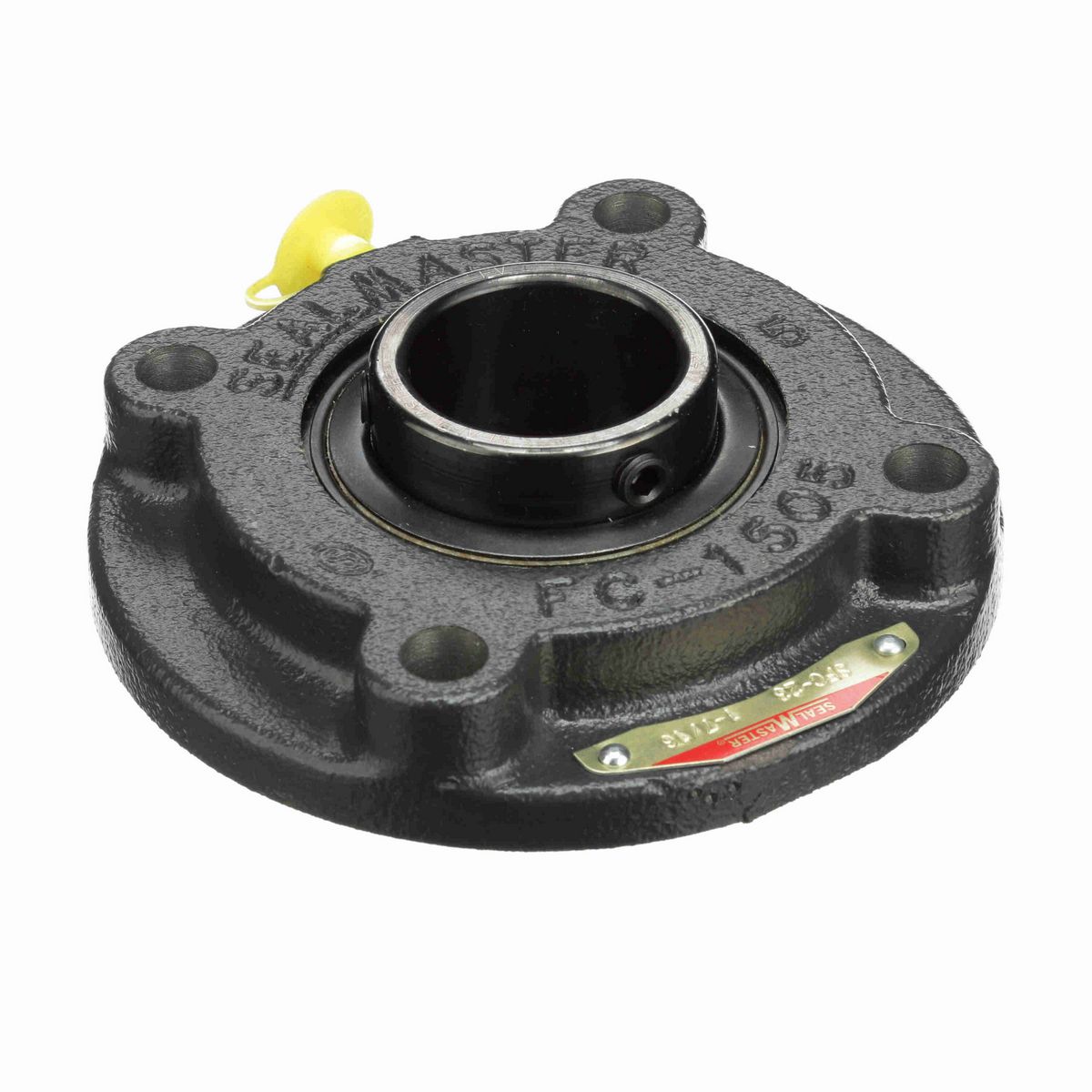 Sealmaster Mounted Cast Iron Flange Cartridge Ball Bearing - 52100 Bearing Steel, Black Oxided - Setscrew Lock - SFC-23