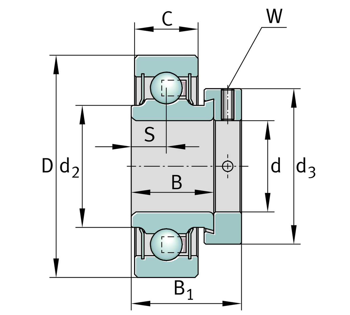 Радиальный закрепляемый шарикоподшипник INA RA100-XL-NPP