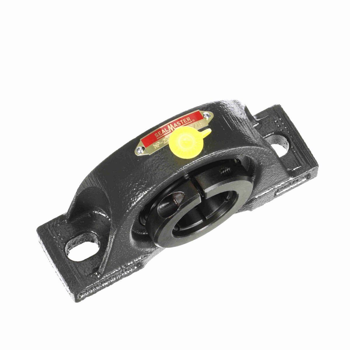 Sealmaster Mounted Cast Iron Two Bolt Pillow Block Ball Bearing - 52100 Bearing Steel, Black Oxided - Concentric Lock - NP-23TC