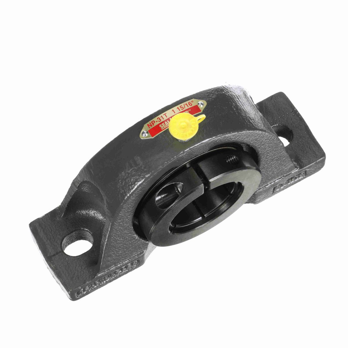Sealmaster Mounted Cast Iron Two Bolt Pillow Block Ball Bearing - 52100 Bearing Steel, Black Oxided - Concentric Lock - NP-31T