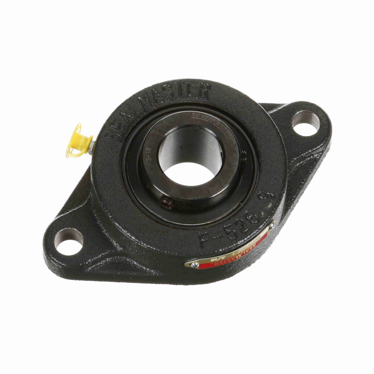 Sealmaster Mounted Cast Iron Two Bolt Flange Ball Bearing - 52100 Bearing Steel, Black Oxided - Setscrew Lock - MSFT-19