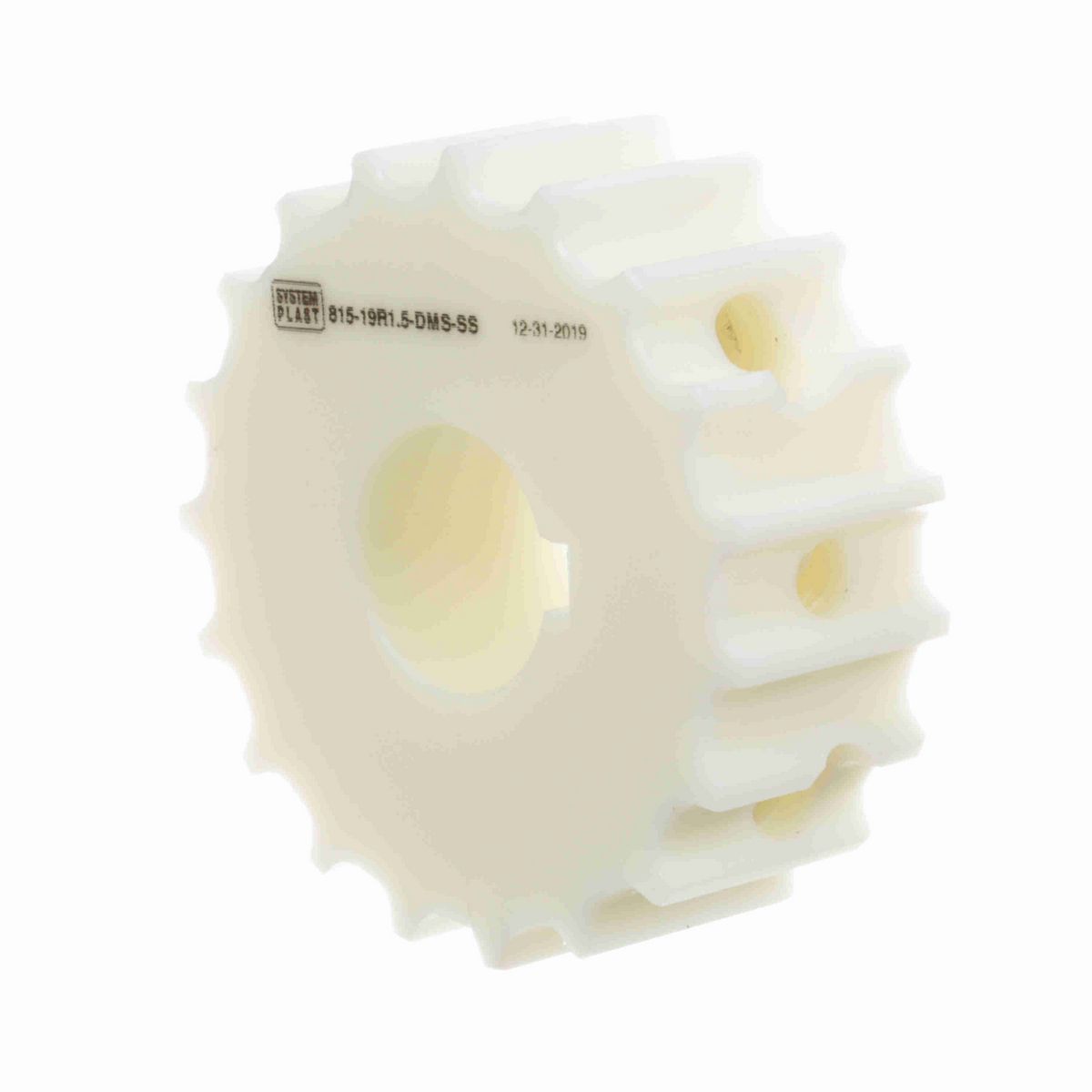 System Plast 815 Series Split Machined Sprocket with 19 Teeth, a 1-1/2in Round Shaft-Ready Bore and Setscrew - 815-19R1.5-DMS-SS