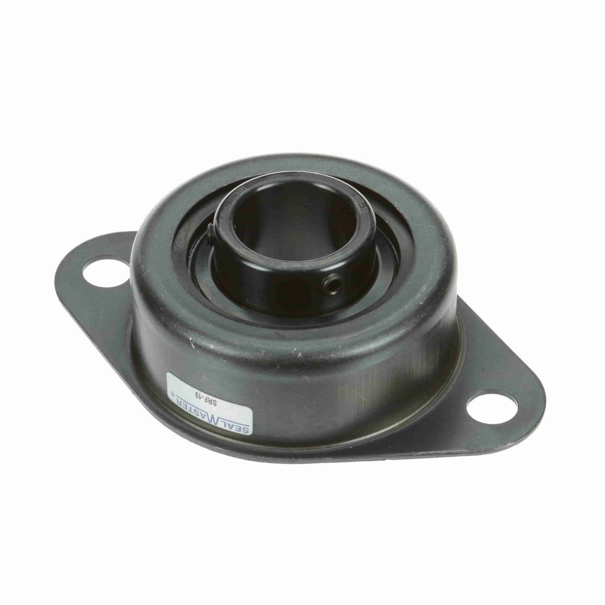 Sealmaster Mounted Stamped Steel Two Bolt Flange Ball Bearing - 52100 Bearing Steel, Black Oxided - Setscrew Lock - SRF-19