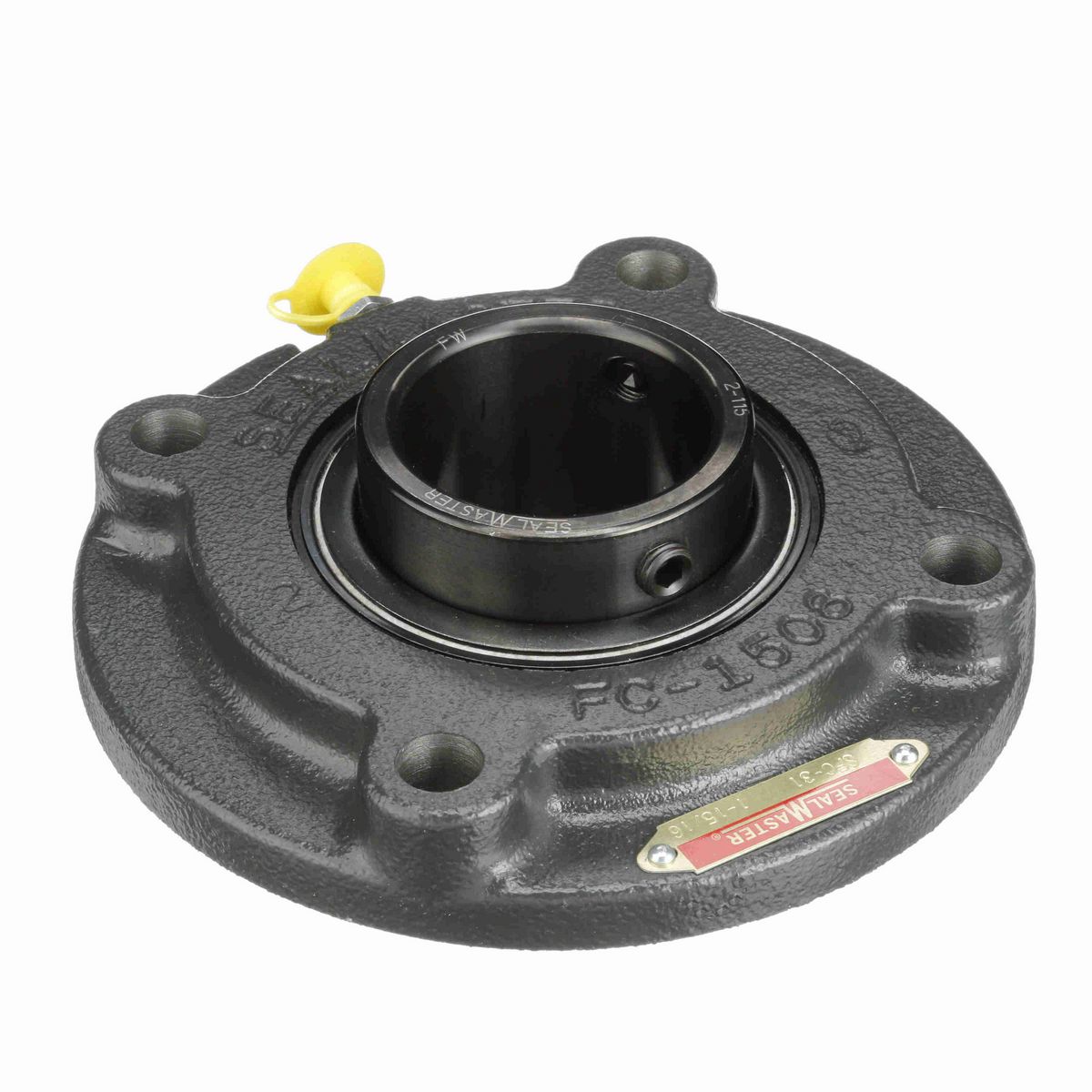 Sealmaster Mounted Cast Iron Flange Cartridge Ball Bearing - 52100 Bearing Steel, Black Oxided - Setscrew Lock - SFC-31