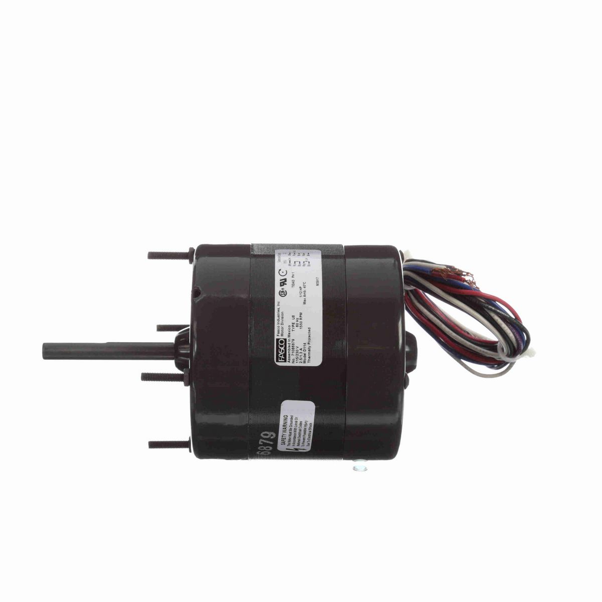 FASCO Fan Coil & Air Conditioner Motor, 1/12 HP, 1 Ph, 60 Hz, 115/230 V, 1550 RPM, 1 Speed, 4.4" Diameter, TEAO - D114