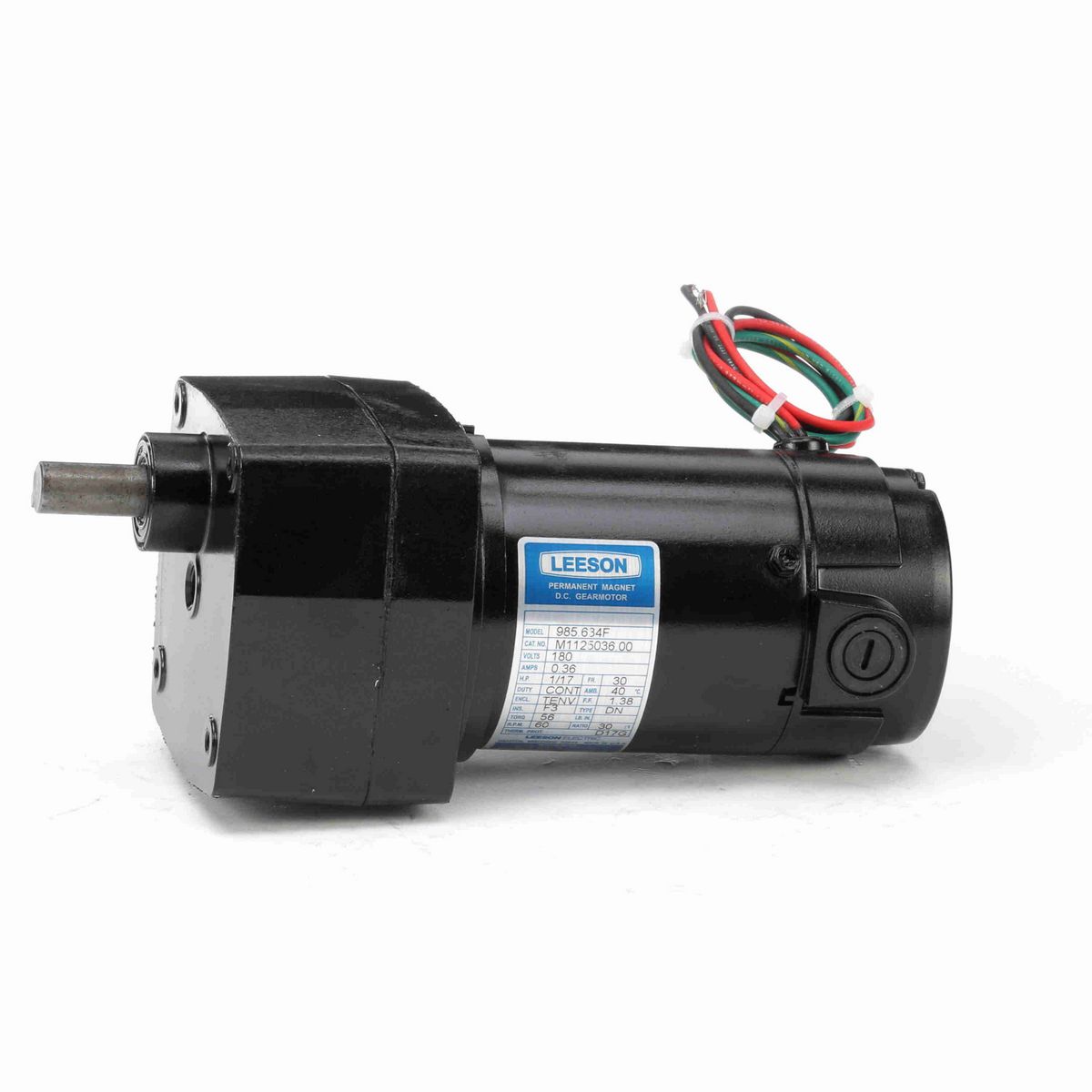 LEESON Parallel Shaft Gearmotor, 0.06 HP, 180 V, 60 RPM, 30 Frame, TENV - M1125036.00