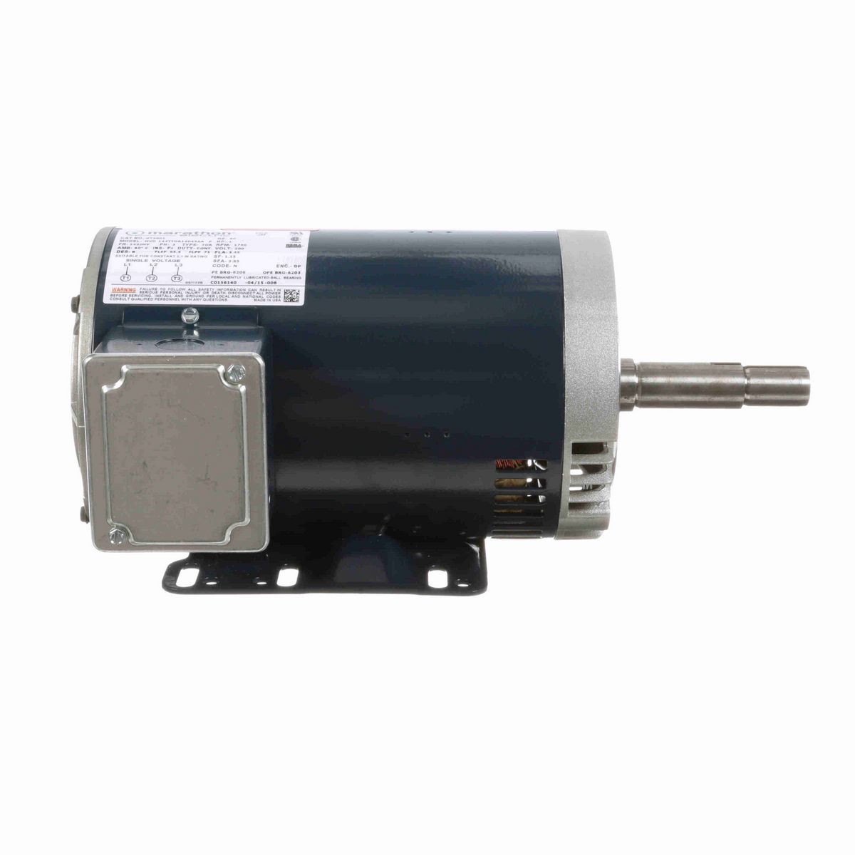 LEESON Close-Coupled Pump Motor, 1 HP, 3 Ph, 60 Hz, 200 V, 1800 RPM, 143JM Frame, DP - GT2001