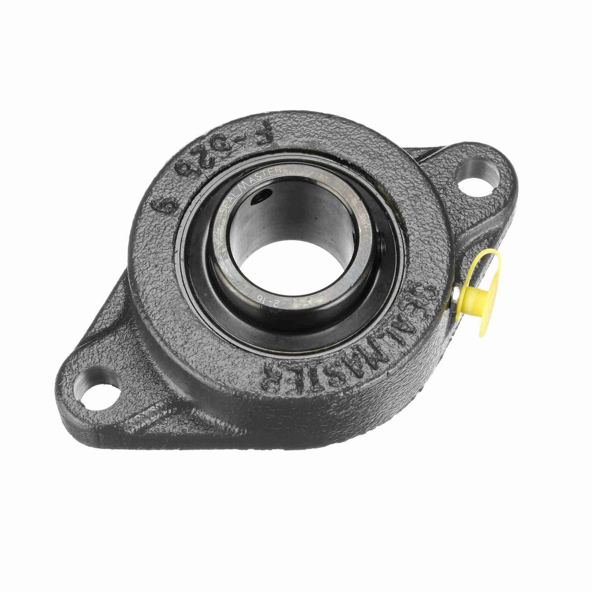 Sealmaster Mounted Cast Iron Two Bolt Flange Ball Bearing - 52100 Bearing Steel, Black Oxided - Setscrew Lock - SFT-22
