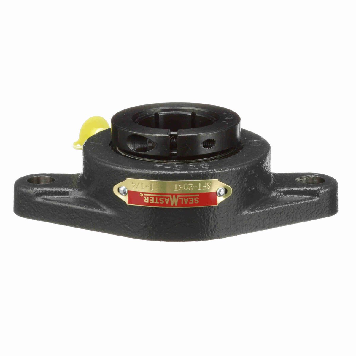 Sealmaster Mounted Cast Iron Two Bolt Flange Ball Bearing - 52100 Bearing Steel, Black Oxided - Concentric Lock - SFT-20RT