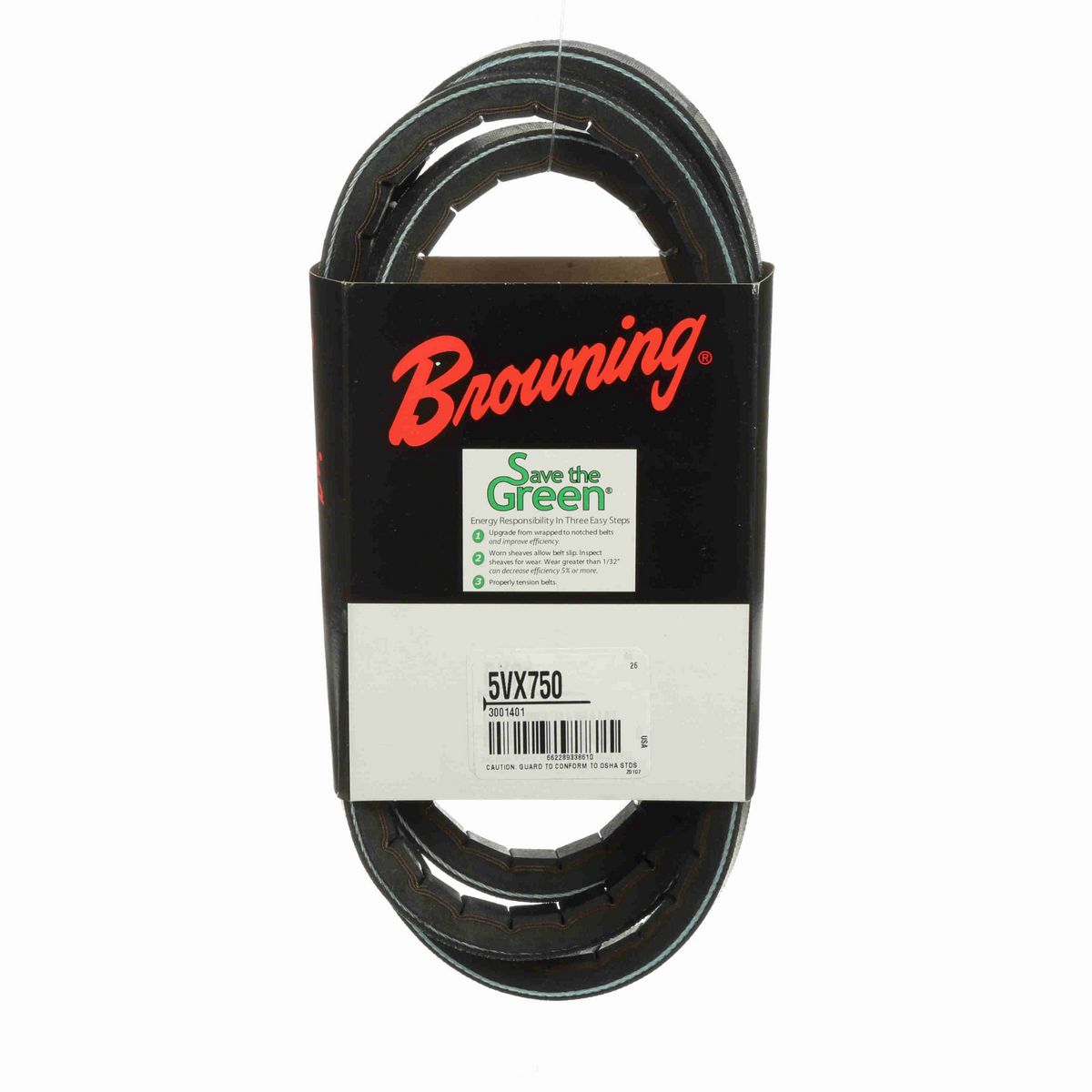 Browning EPDM Notched Belt 98% Efficient - 5VX750