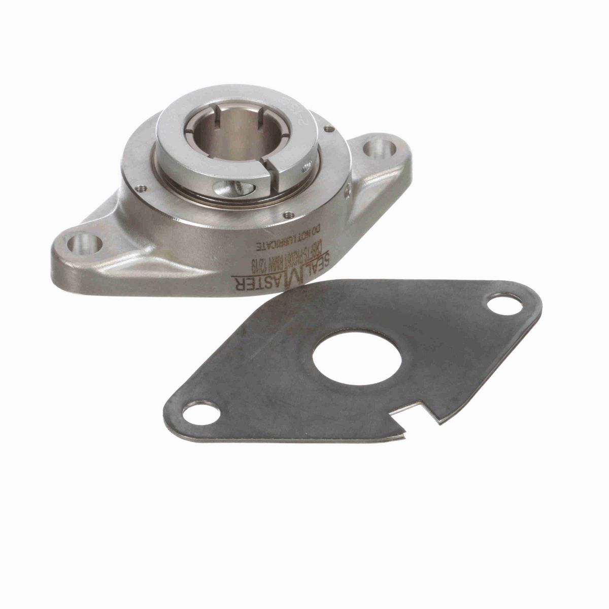 Sealmaster Mounted Stainless Steel Two Bolt Flange Ball Bearing - 52100 Bearing Steel, Phosphorus Nickel Coated - Concentric Lock - Corrosion Resistant - Reduced Maintenance - Lubed for Life - CRBFTS-PN206T RMW