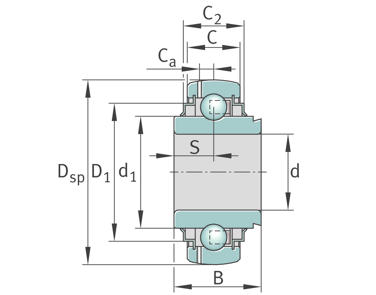 Радиальный закрепляемый шарикоподшипник INA G1108-XL-KRR-B-L402/70-OSE