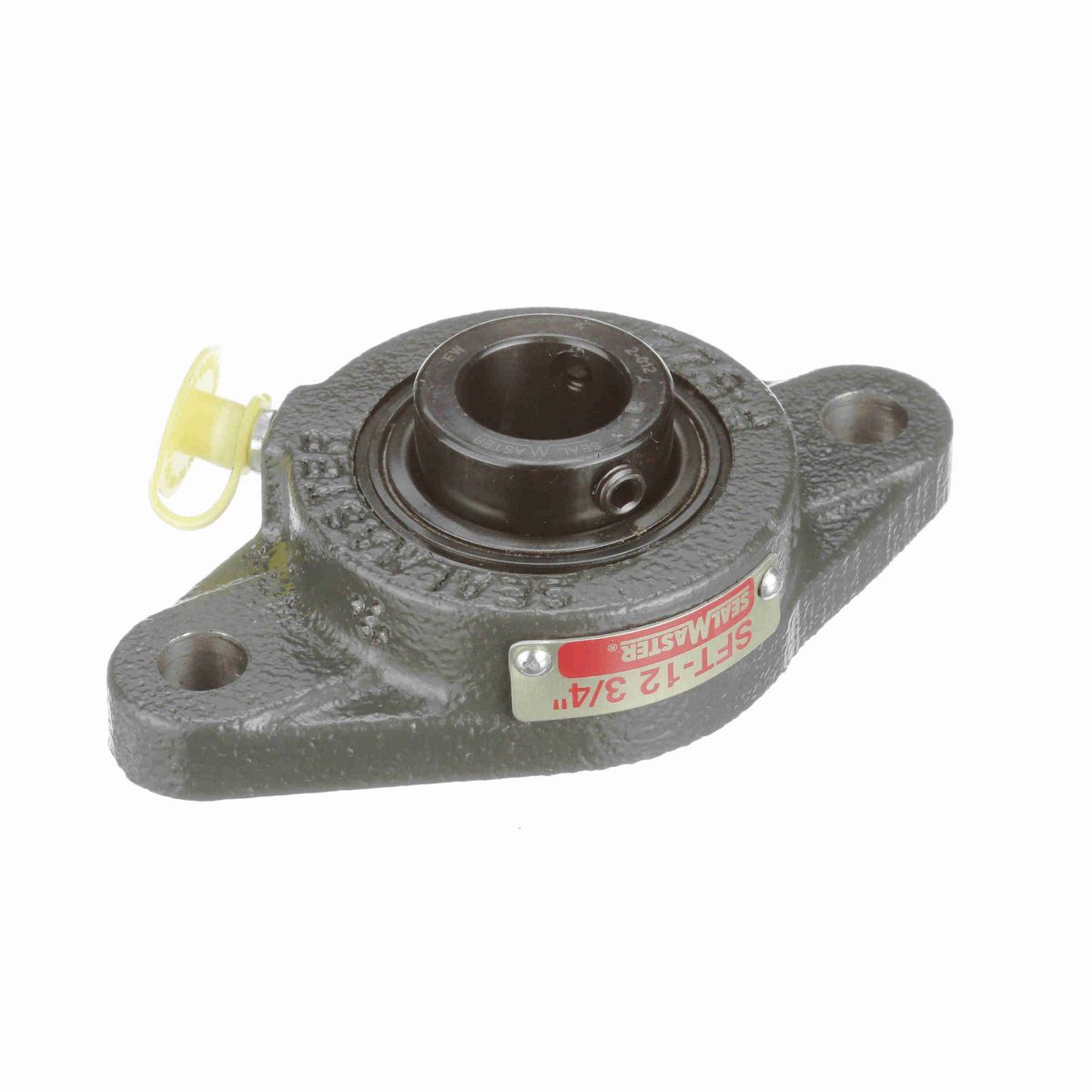 Sealmaster Mounted Cast Iron Two Bolt Flange Ball Bearing - 52100 Bearing Steel, Black Oxided - Setscrew Lock - SFT-12