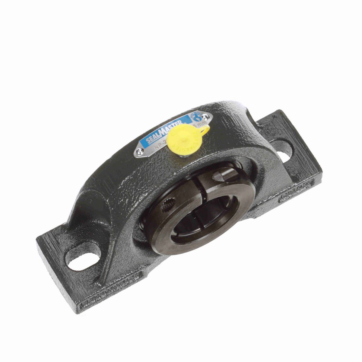 Sealmaster Mounted Cast Iron Two Bolt Pillow Block Ball Bearing - 52100 Bearing Steel, Black Oxided - Concentric Lock - NP-207TMC