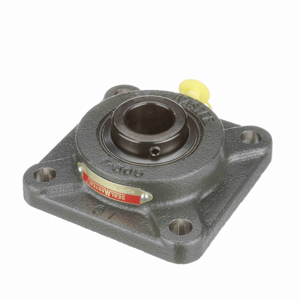 Sealmaster Mounted Cast Iron Four Bolt Flange Ball Bearing - 52100 Bearing Steel, Black Oxided - Setscrew Lock - MSF-16