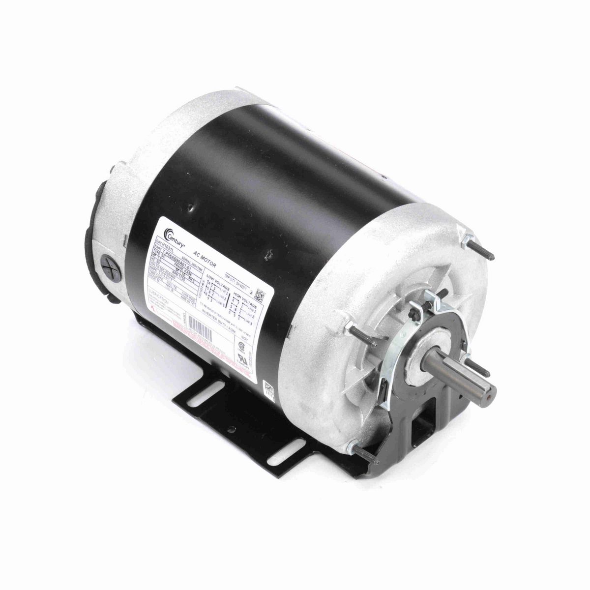 Century General Purpose Motor, 1.0 HP, 3 Ph, 60 Hz, 200-230/460 V, 1800 RPM, KA56 Frame, TEAO - H1031L