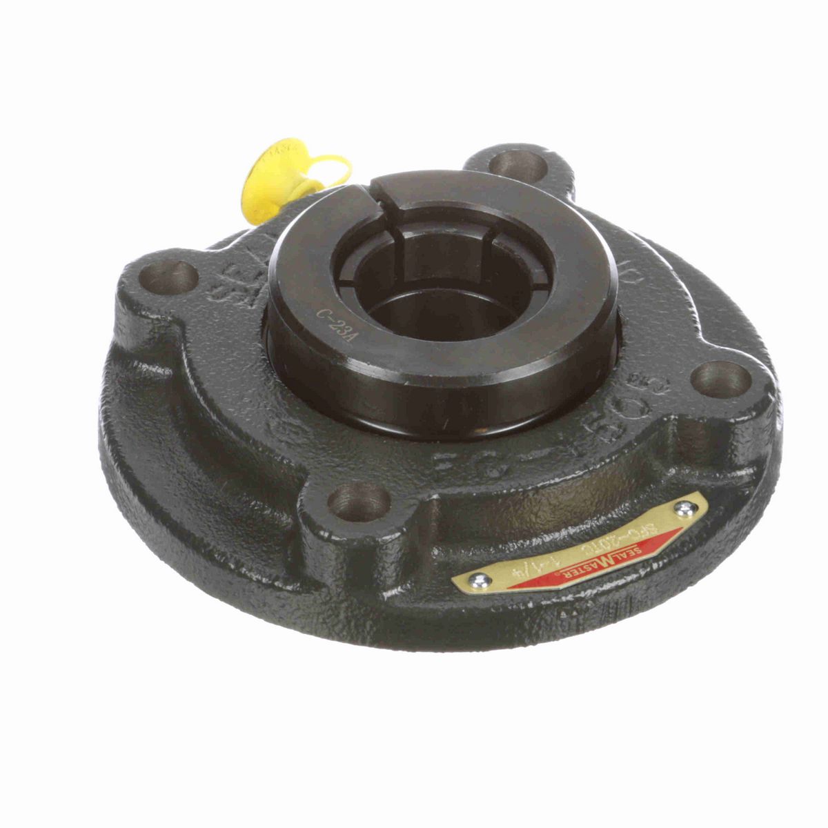 Sealmaster Mounted Cast Iron Flange Cartridge Ball Bearing - 52100 Bearing Steel, Black Oxided - Concentric Lock - SFC-20TC