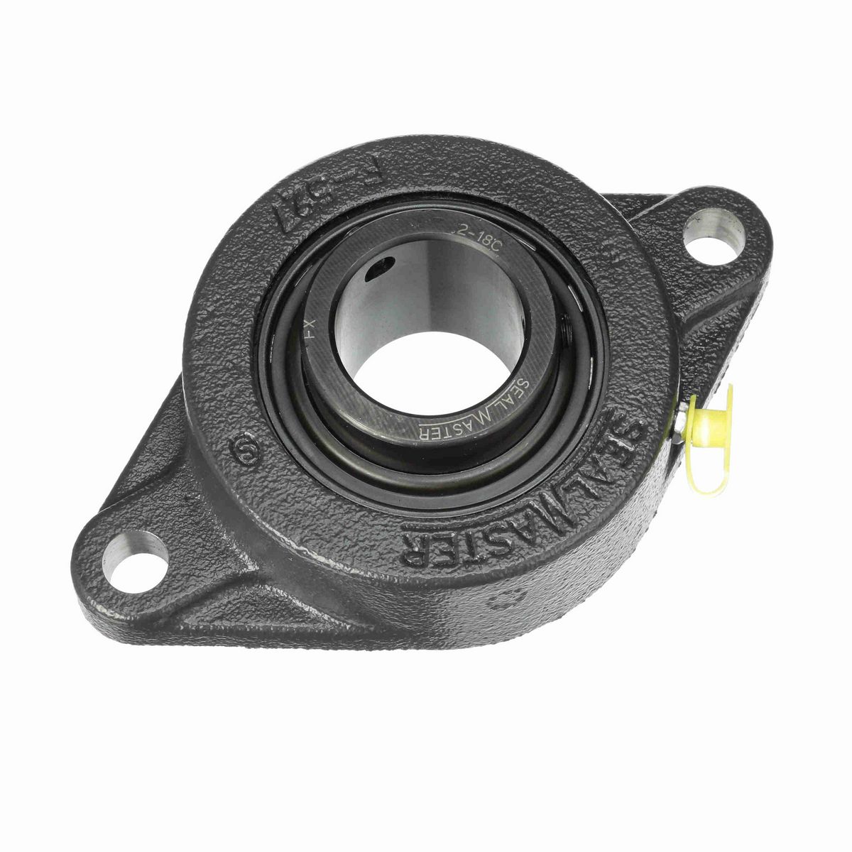 Sealmaster Mounted Cast Iron Two Bolt Flange Ball Bearing - 52100 Bearing Steel, Black Oxided - Setscrew Lock - SFT-24C