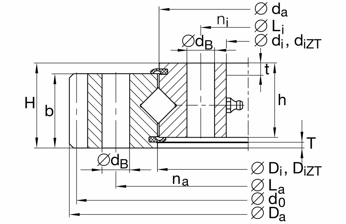 Опорно-поворотное устройство, подшипник с перекрестными роликами, с зубчатым венцом на наружном кольце INA XA120235-N-ZT