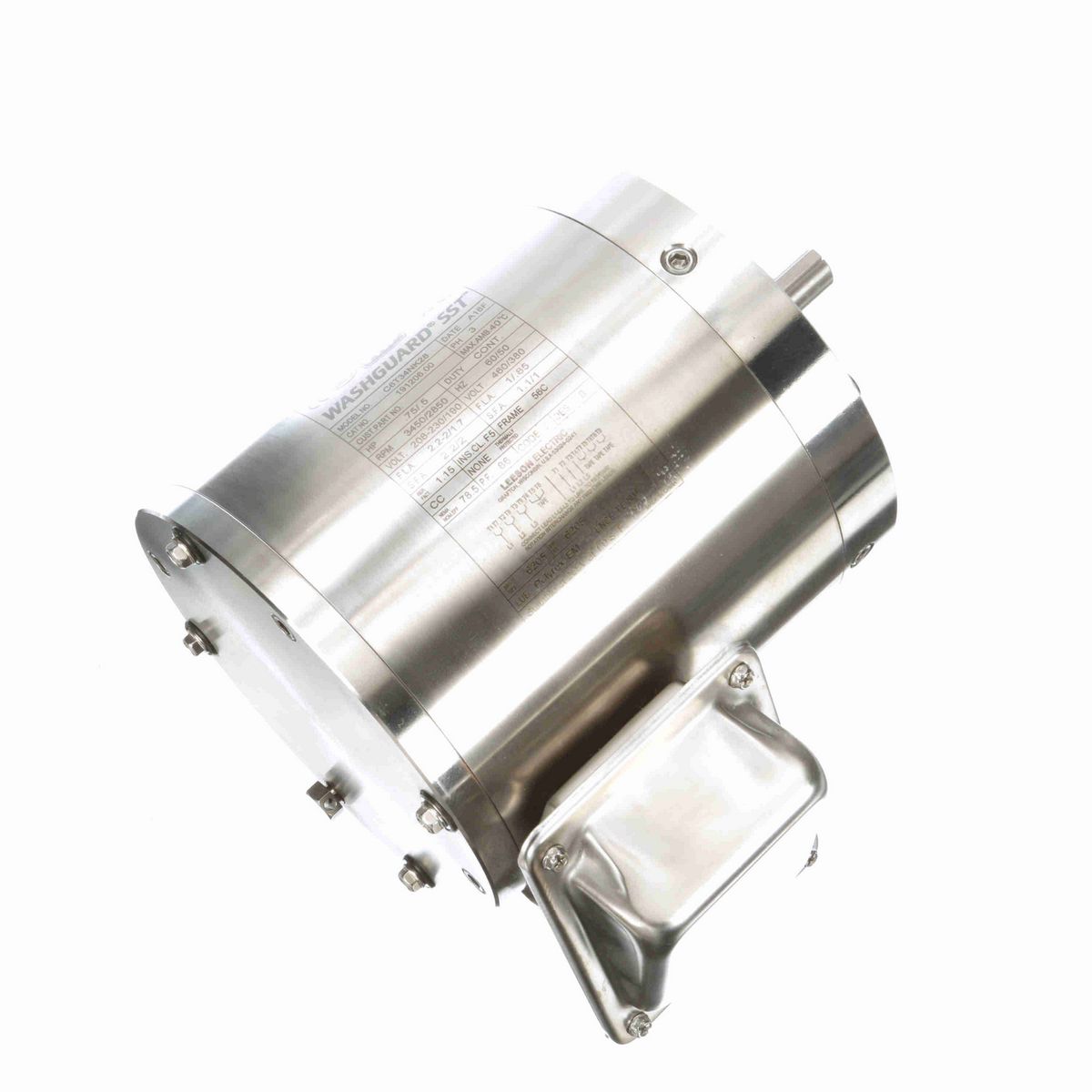 LEESON SST Duck™ General Purpose Motor, 0.75 & 0.50 HP, 3 Ph, 60 & 50 Hz, 230/460 & 190/380 V, 3600 & 3000 RPM, 56C Frame, TENV - 191206.00