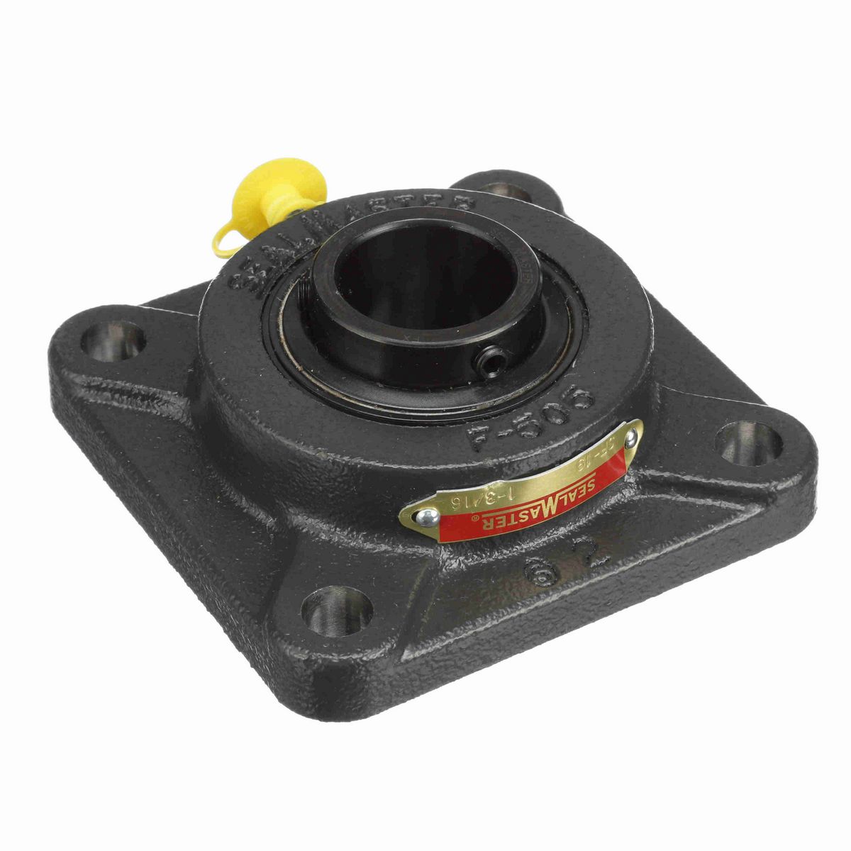Sealmaster Mounted Cast Iron Four Bolt Flange Ball Bearing - 52100 Bearing Steel, Black Oxided - Setscrew Lock - SF-19