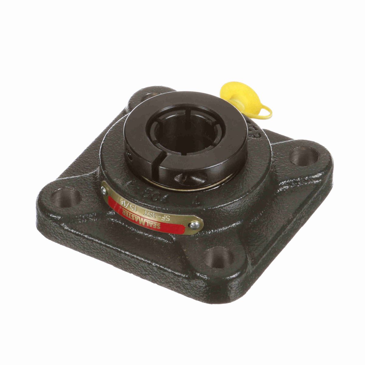 Sealmaster Mounted Cast Iron Four Bolt Flange Ball Bearing - 52100 Bearing Steel, Black Oxided - Concentric Lock - SF-15T