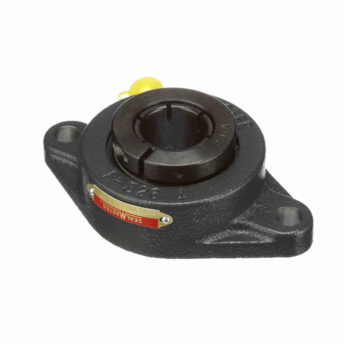 Sealmaster Mounted Cast Iron Two Bolt Flange Ball Bearing - 52100 Bearing Steel, Black Oxided - Concentric Lock - SFT-20T