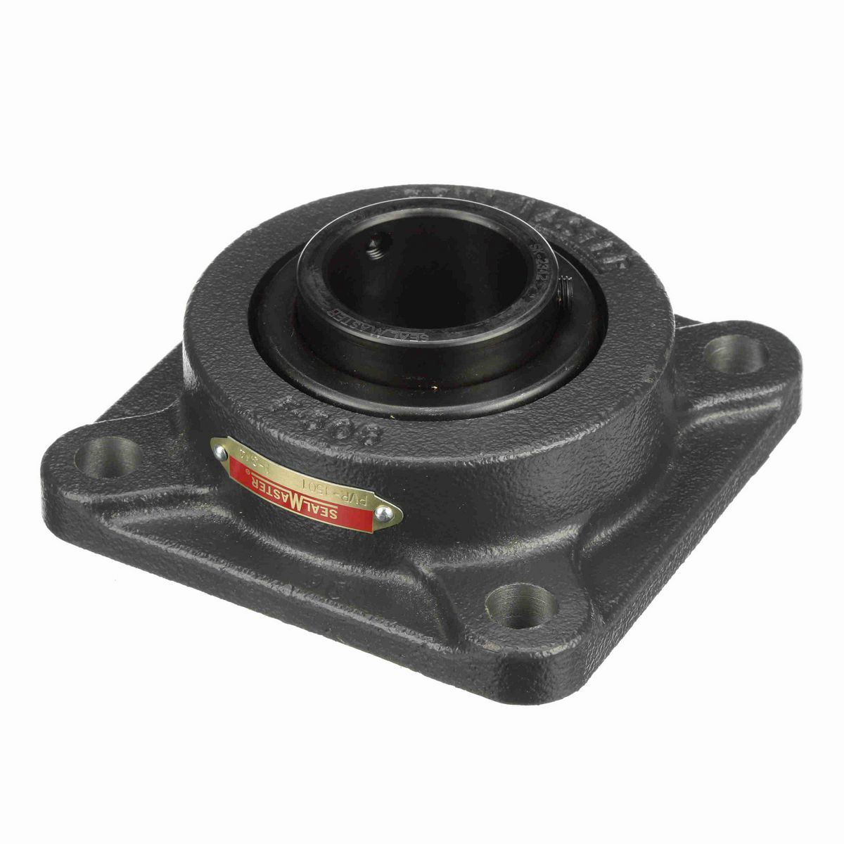 Sealmaster Mounted Cast Iron Four Bolt Flange Ball Bearing - 52100 Bearing Steel, Black Oxided - Setscrew Lock - High Temperature - PVR-1501