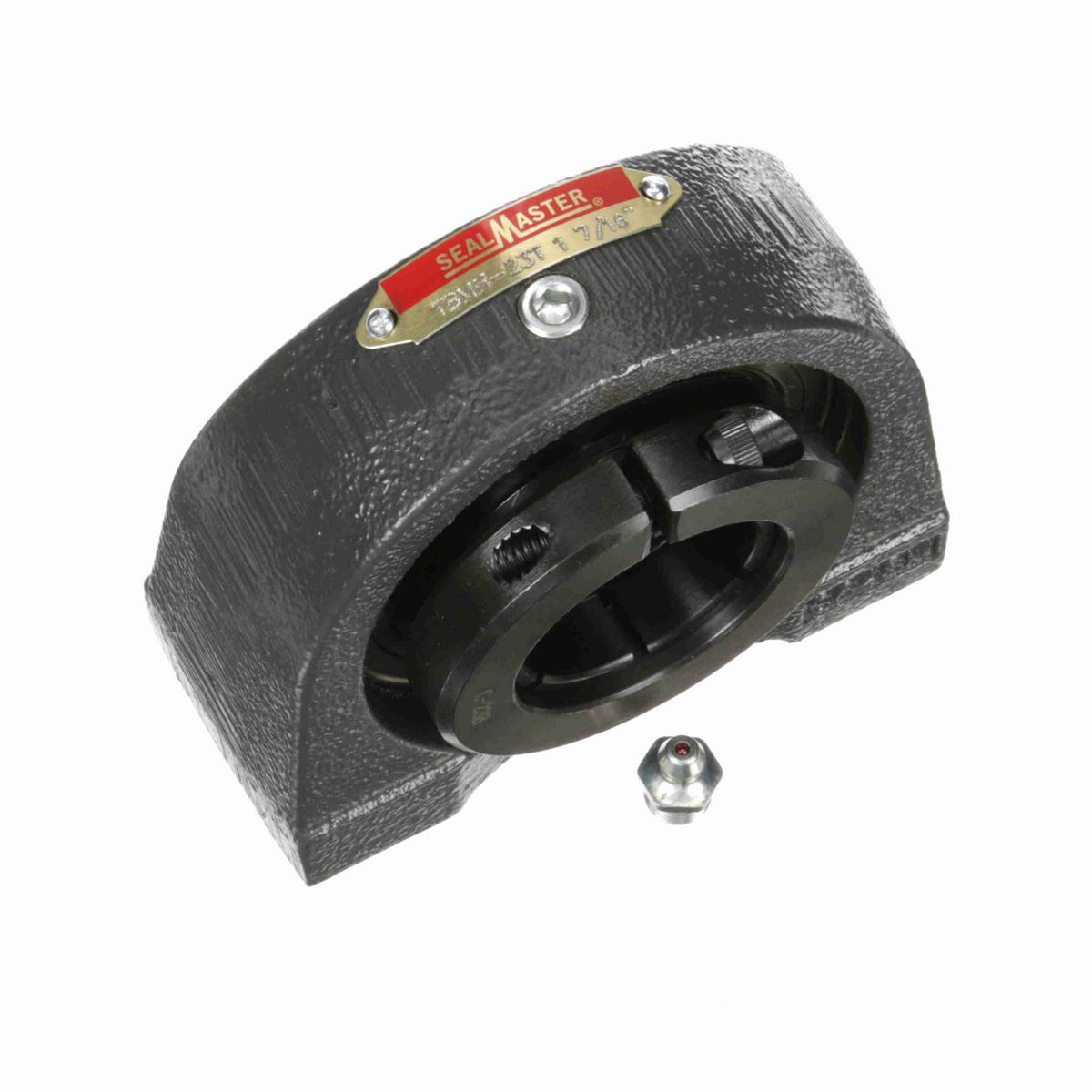 Sealmaster Mounted Cast Iron Tapped Base Pillow Block Ball Bearing - 52100 Bearing Steel, Black Oxided - Concentric Lock - TBMH-23T