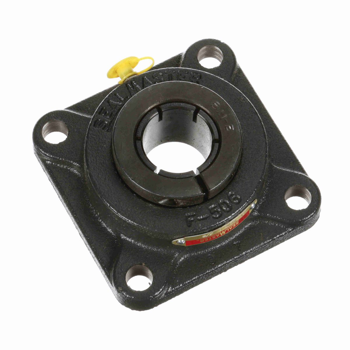 Sealmaster Mounted Cast Iron Four Bolt Flange Ball Bearing - 52100 Bearing Steel, Black Oxided - Concentric Lock - SF-22TC