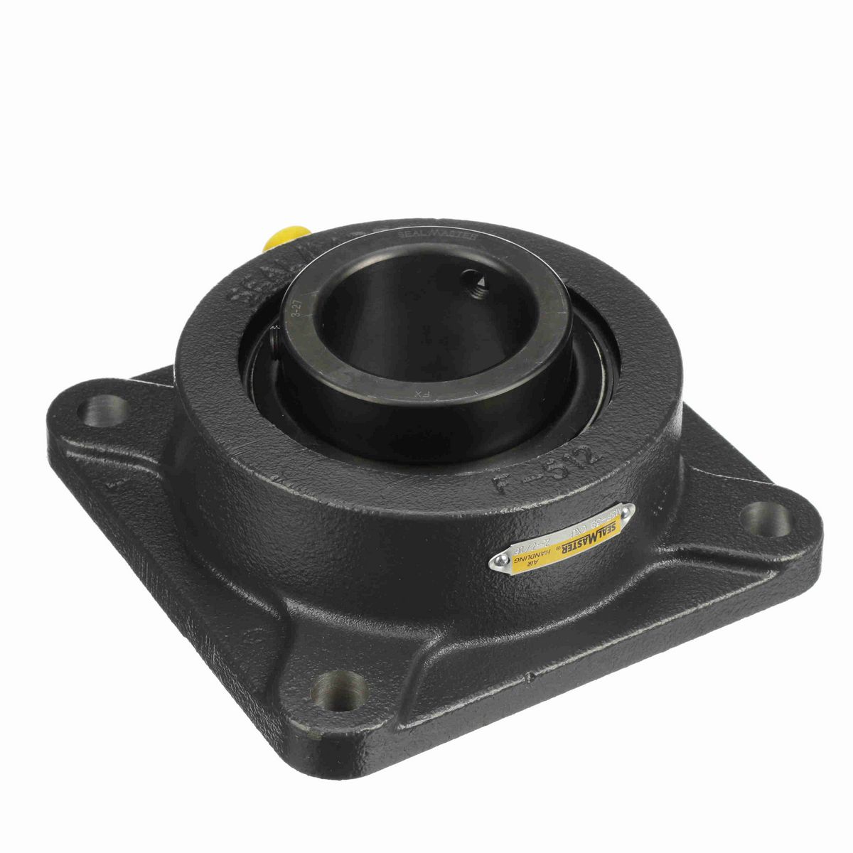 Sealmaster Mounted Cast Iron Four Bolt Flange Ball Bearing - 52100 Bearing Steel, Black Oxided - Setscrew Lock - Air Handling Housing Fit, Noise Tested - MSF-39 CXU