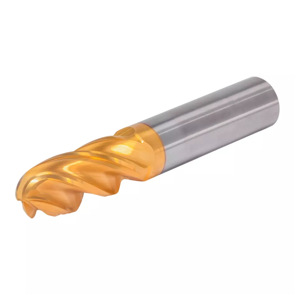 Solid Carbide End Mill for Roughing and Finishing of Multiple Materials Kennametal GOmill PRO - Ball Nose - 4 Flutes - Necked - Plain Shank - Metric [7231276]