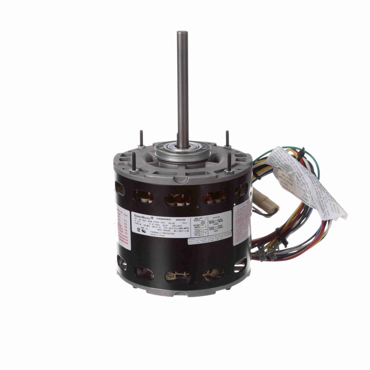 Century PRO-E SERIES® Fan and Blower Motor, 3/4-1/5 HP, 1 Ph, 60 Hz, 115 V, 1075 RPM, 4 Speed, 48 Frame, OPEN - EM3466