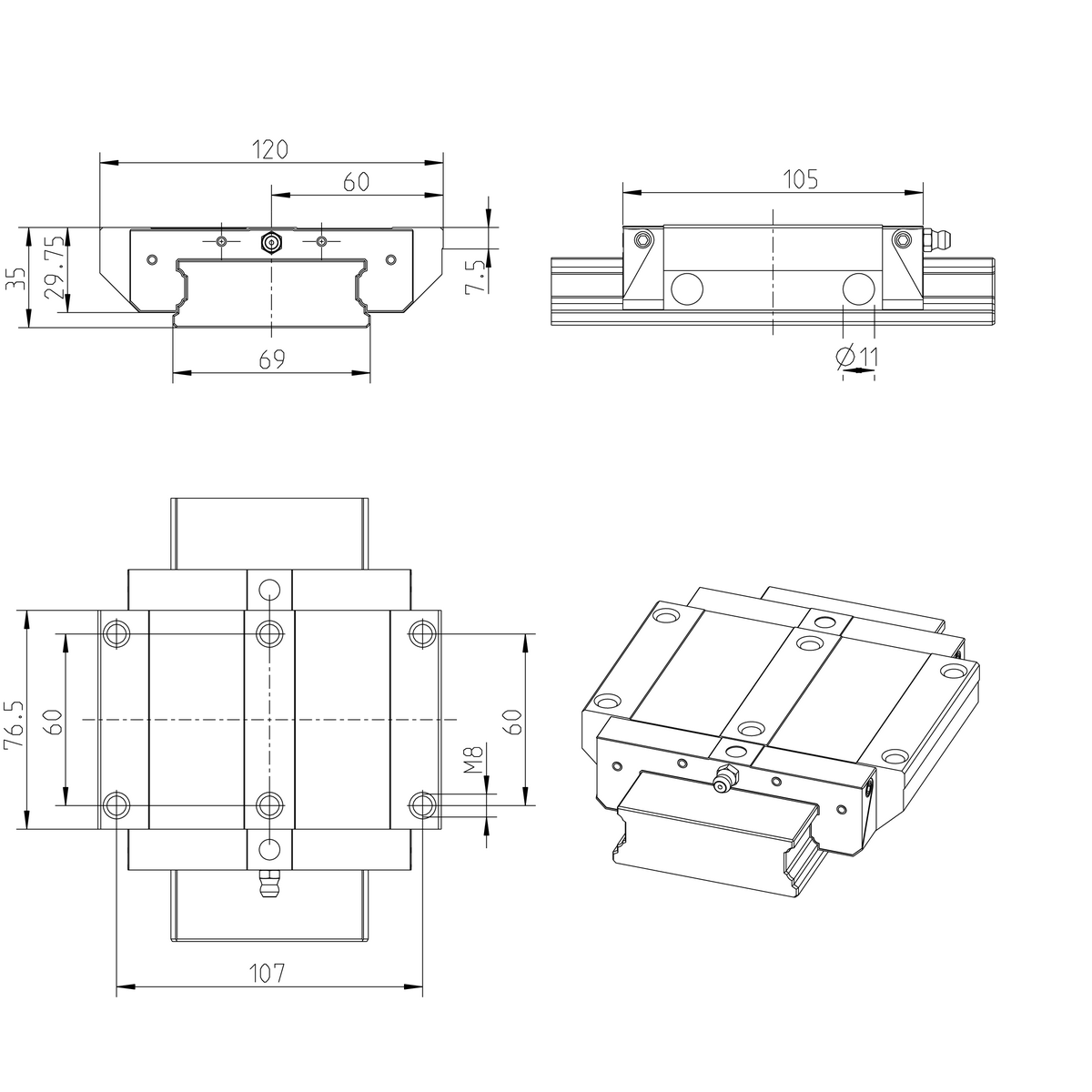 Шариковая каретка устойчивая к коррозии с покрытием Resist CR Bosch Rexroth KWD-025-BNS-C0-H-1 [R167129370]