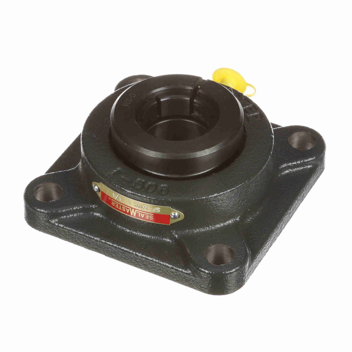 Sealmaster Mounted Cast Iron Four Bolt Flange Ball Bearing - 52100 Bearing Steel, Black Oxided - Concentric Lock - SF-20TC