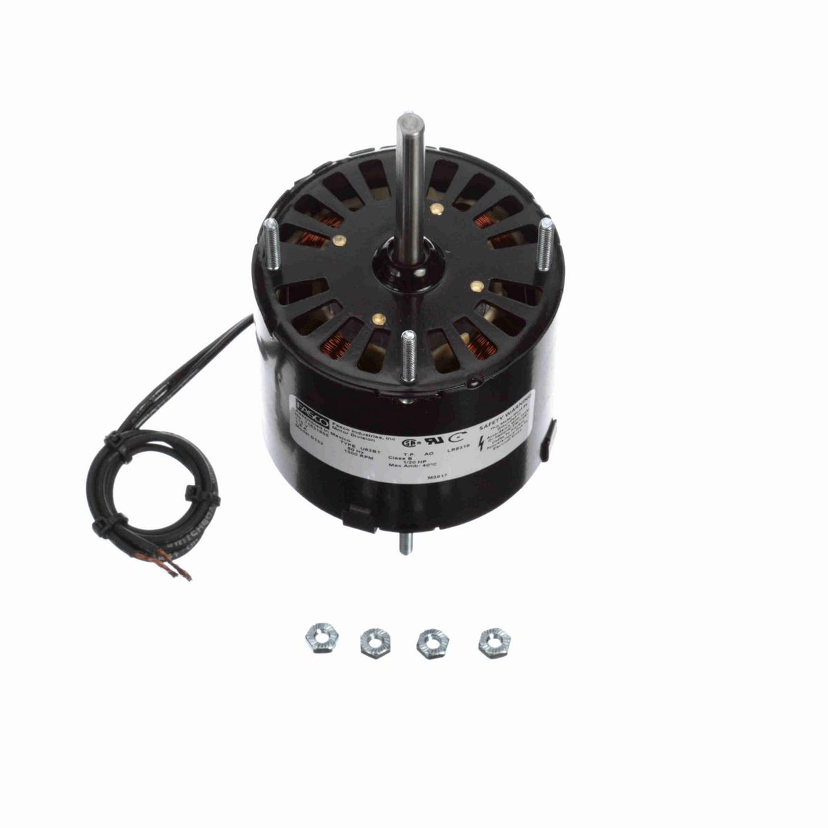 FASCO Fan and Blower Motor, 1/20 HP, 1 Ph, 60 Hz, 115 V, 1500 RPM, 1 Speed, 3.3" Diameter, OAO - D132