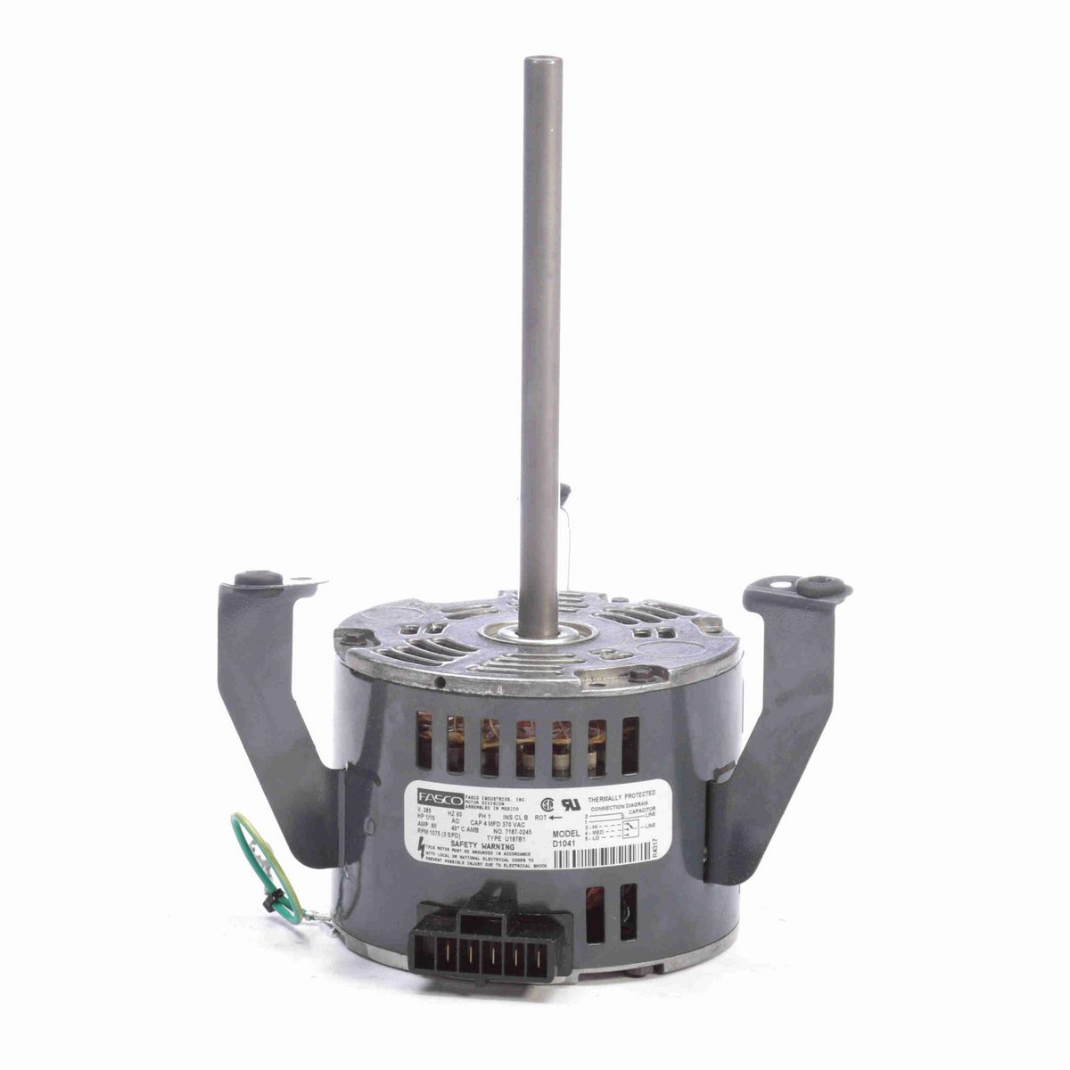 FASCO OEM Replacement Motor, 1/15 HP, 1 Ph, 60 Hz, 265 V, 1075 RPM, 3 Speed, 42 Frame, OAO - D1041