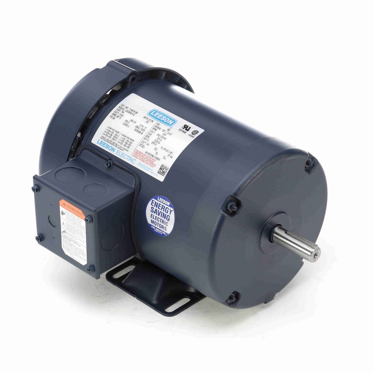 LEESON General Purpose Motor, 0.50 HP, 3 Ph, 60 Hz, 230/460 V, 900 RPM, 56 Frame, TEFC - 114618.00