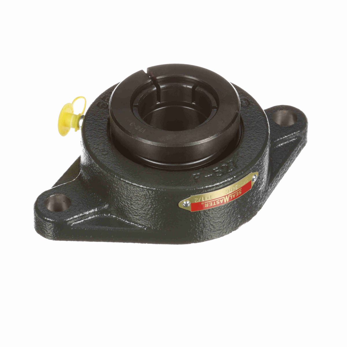 Sealmaster Mounted Cast Iron Two Bolt Flange Ball Bearing - 52100 Bearing Steel, Black Oxided - Concentric Lock - SFT-24TC
