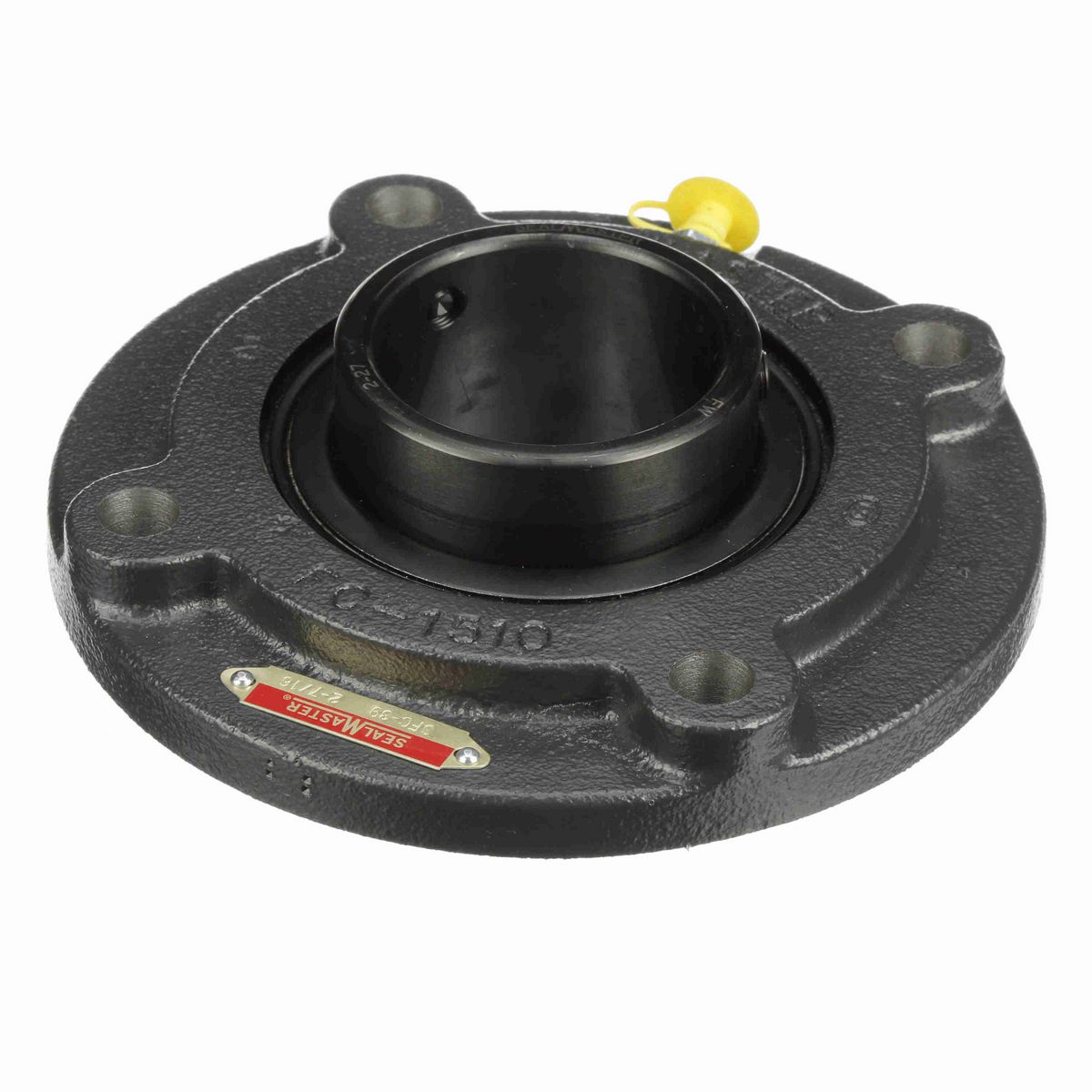 Sealmaster Mounted Cast Iron Flange Cartridge Ball Bearing - 52100 Bearing Steel, Black Oxided - Setscrew Lock - SFC-39