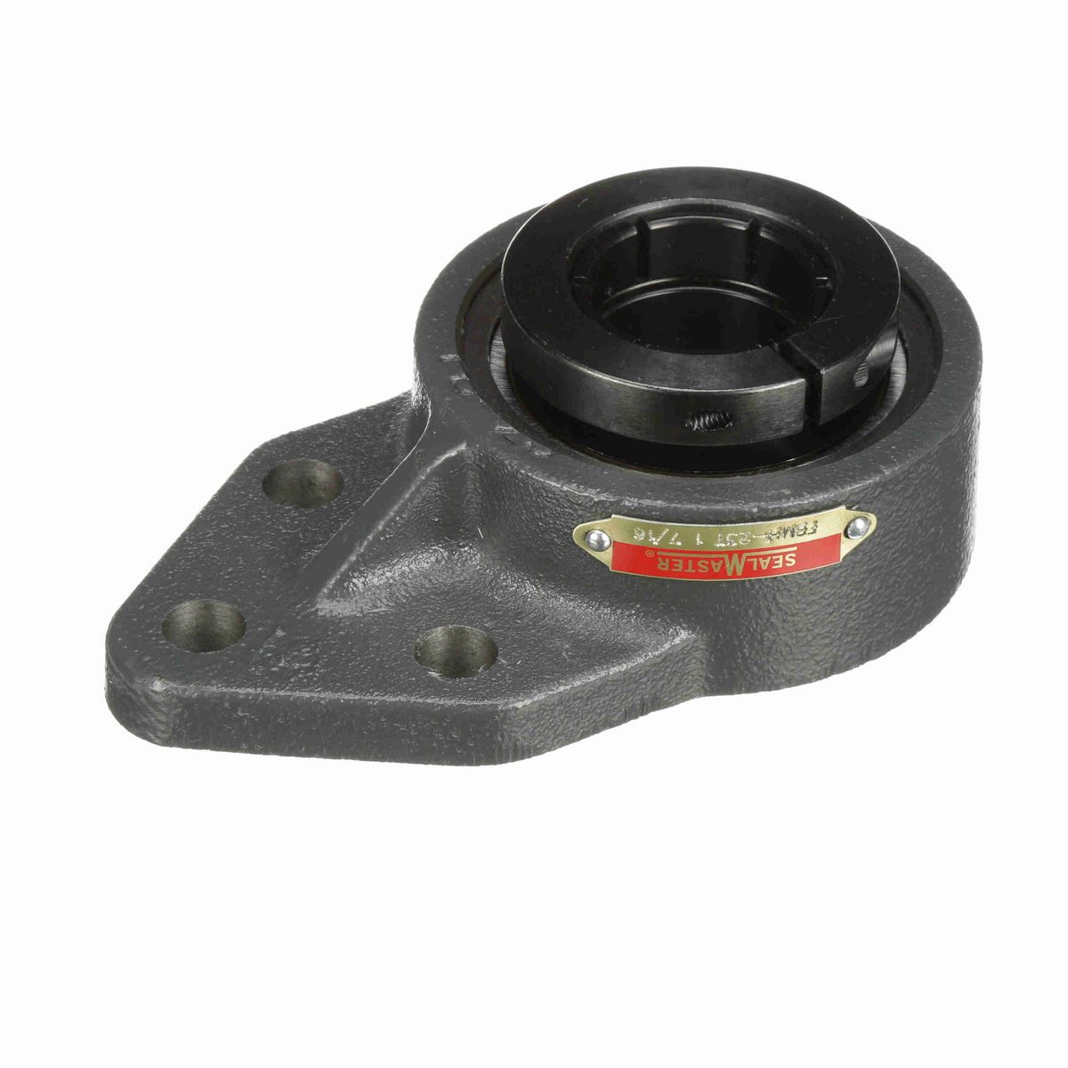 Sealmaster Mounted Cast Iron Three Bolt Flange Bracket Ball Bearing - 52100 Bearing Steel, Black Oxided - Concentric Lock - FBMH-23T